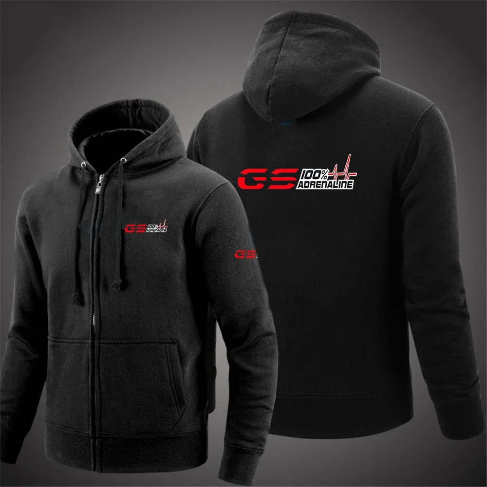 2024 New GS Adrenaline Motorrad Biker Fan Men's Solid Color Zipper Pullover Sweater Warm Long-sleeved Comfortable Versatile Caot