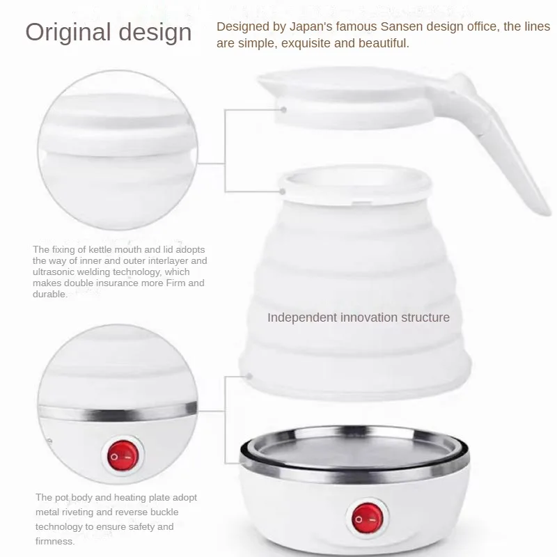 Small Electric Kettle Travel Kettle Foldable Portable Kettle Foldable Kettle, Silicone Foldable Heating Kettle Camping Tea Kettl