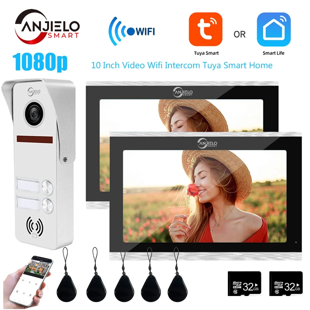 Wifi Intercom Tuya 7/10 Inch Video Tuya Smart Home video 2 doorbell System 1080P 160°Wired Doorbell Camera Full Touch Monitor