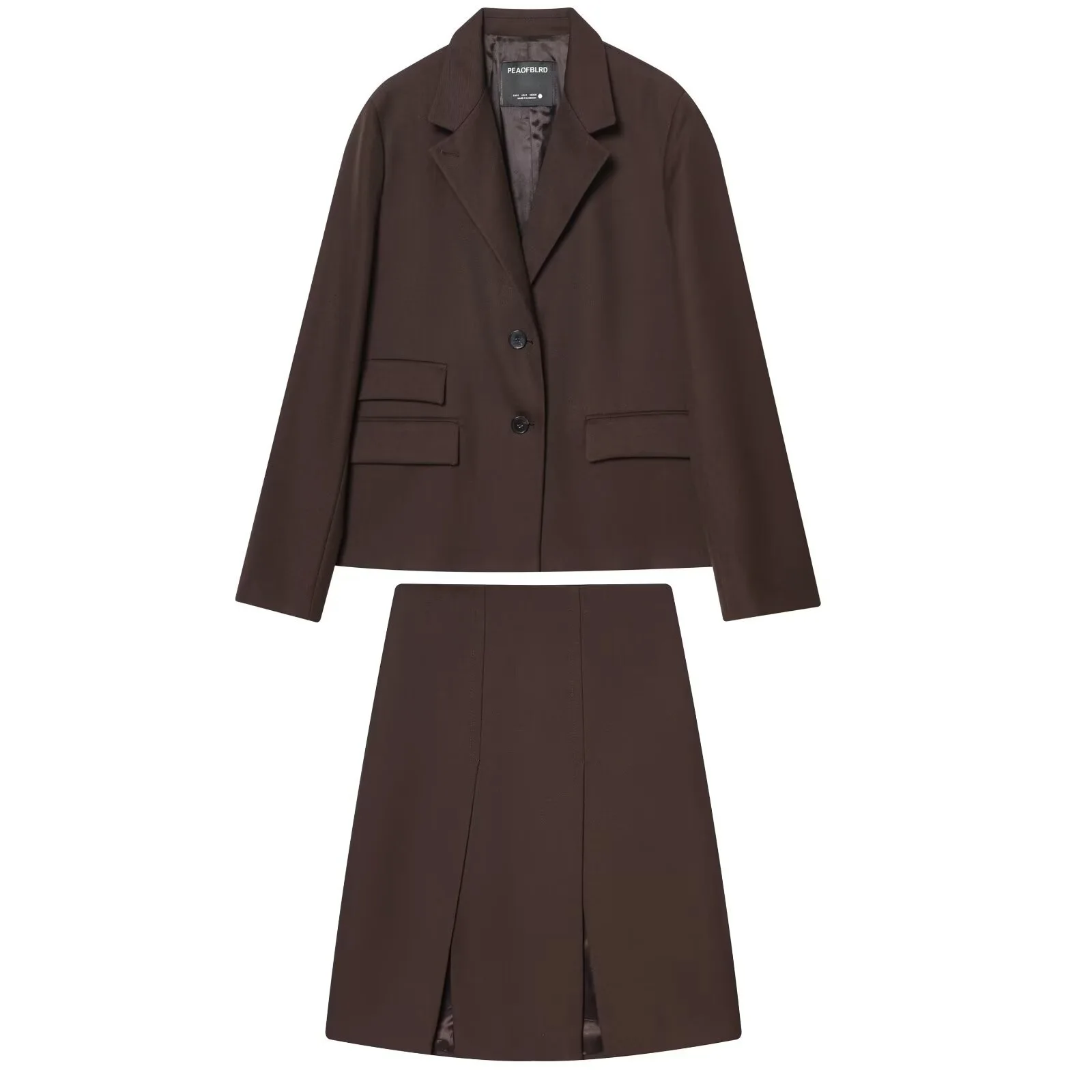 European and American style 2025 winter new French style design pocket embellished suit jacket + wide pleated skirt