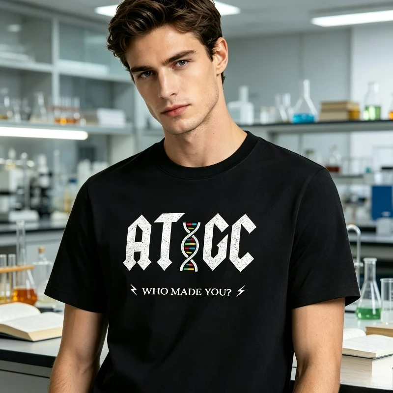 ATGC DNA Science Graphic Tee 100% Cotton Funny Biology Teacher Gift Casual School Streetwear Short Sleeve Men Summer Tops