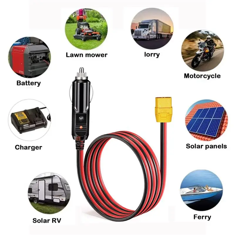 2X Lighter Charging Cable XT90 Female Connector To Car Cig Lighter Male Plug For Solar Generator Power Station 14AWG 12V-A08Q