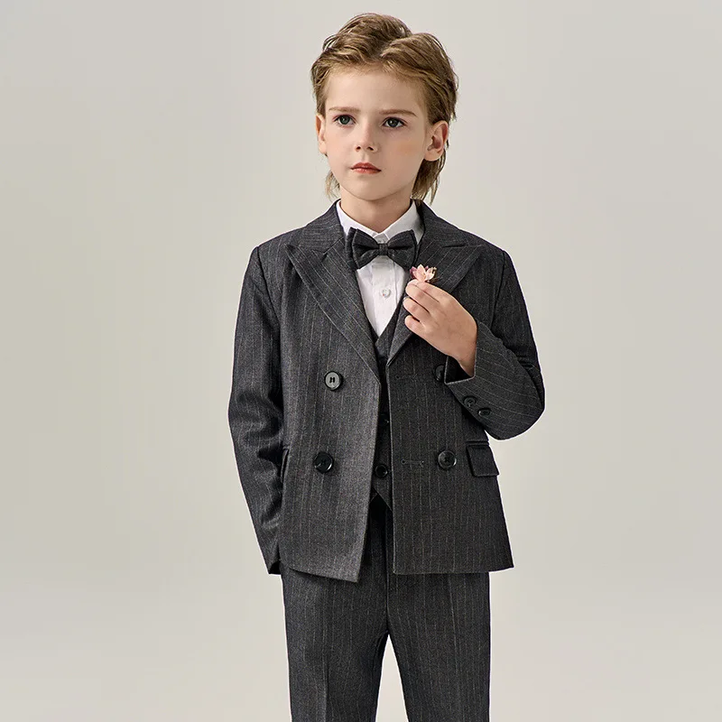 

Children Luxurious Jacket Vest Pants Bowtie Photography Suit Boys Ceremony Costume Kids Birthday Wedding Party Dress Tuxedo Set