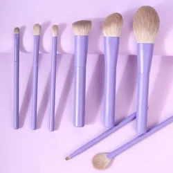 Set di pennelli per trucco rosa viola pennello vegano per capelli sintetici 8 pezzi strumento di bellezza per fondotinta ombretti miscelazione polvere cosmetica