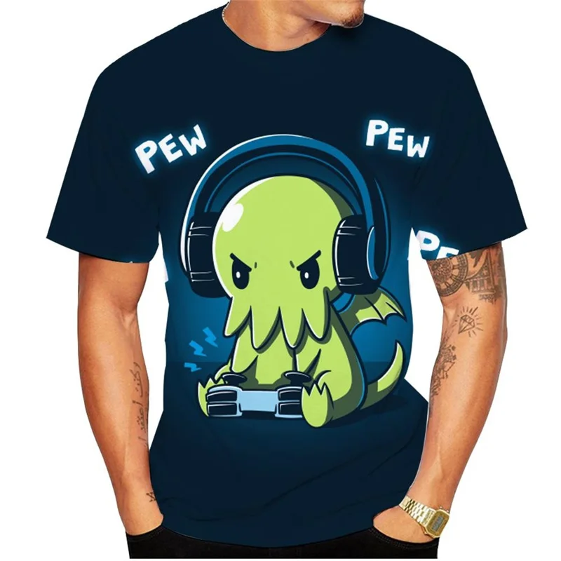 3D Printing Cthulhu Men\'s T Shirt For Men Summer Casual Loose Oversized T-shirt Fashion Comfortable Top Round Neck Tops Tees