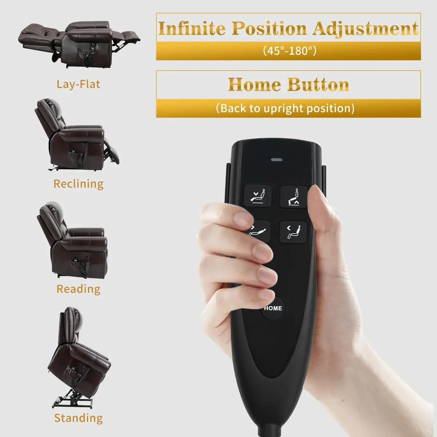 [Estoque limitado, compre agora! ] Cadeira elevatória elétrica de motor duplo, cadeira reclinável plana, poltrona reclinável elétrica com massagem e calor para idosos