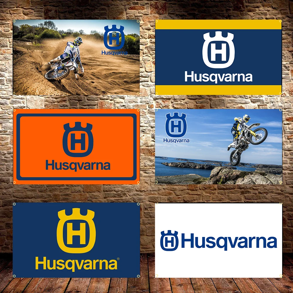 3x5FT 90*150cm H-Husqvarnas Flag  applicable to Garage or Outdoor For Decoration