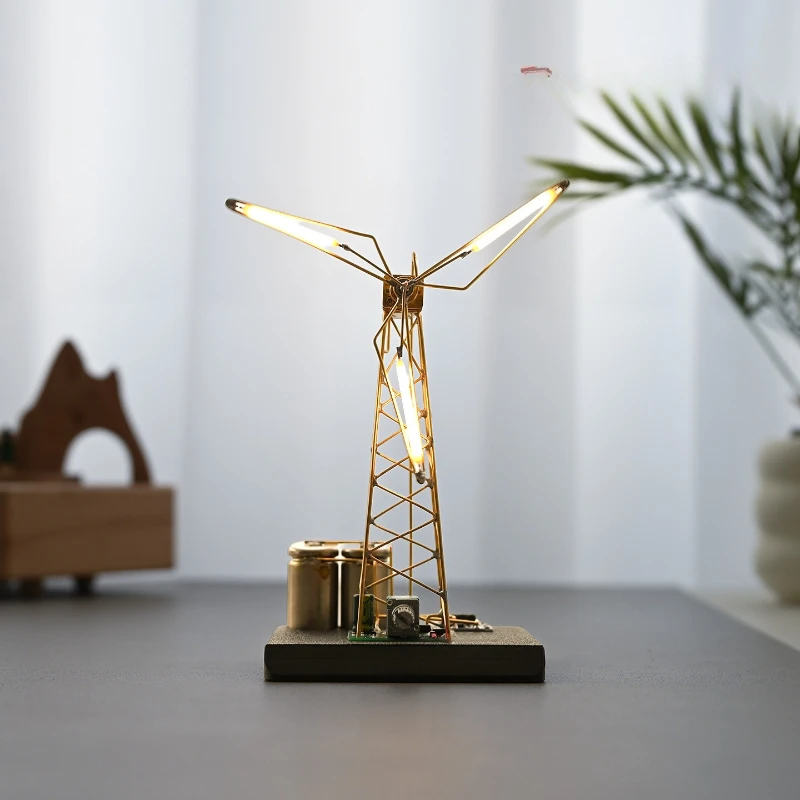 Creative handmade DIY desktop rotating windmill model night light technology sense boyfriend and girlfriend gift