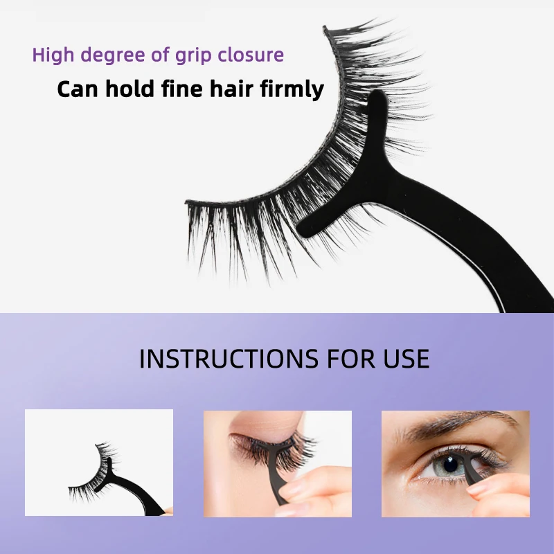 5 Pairs Reusable Self-adhesive Fake Eyelashes Lightweight Fluffy Strip Lash with Tweezer Natural Waterproof Eye Lashes