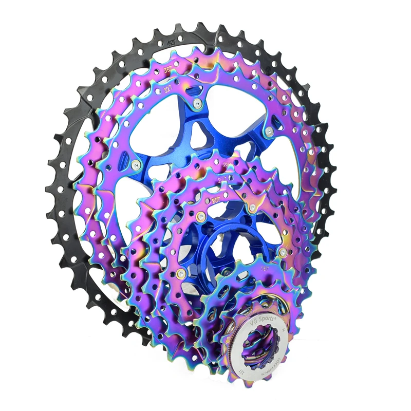 Mountain Bike Colorful Cassette 8/9/10/11/12 Speed MTB Freewheel 40T/42T/50T Bicycle Sprocket K7 Rainbow Compatible SHIMANO SRAM