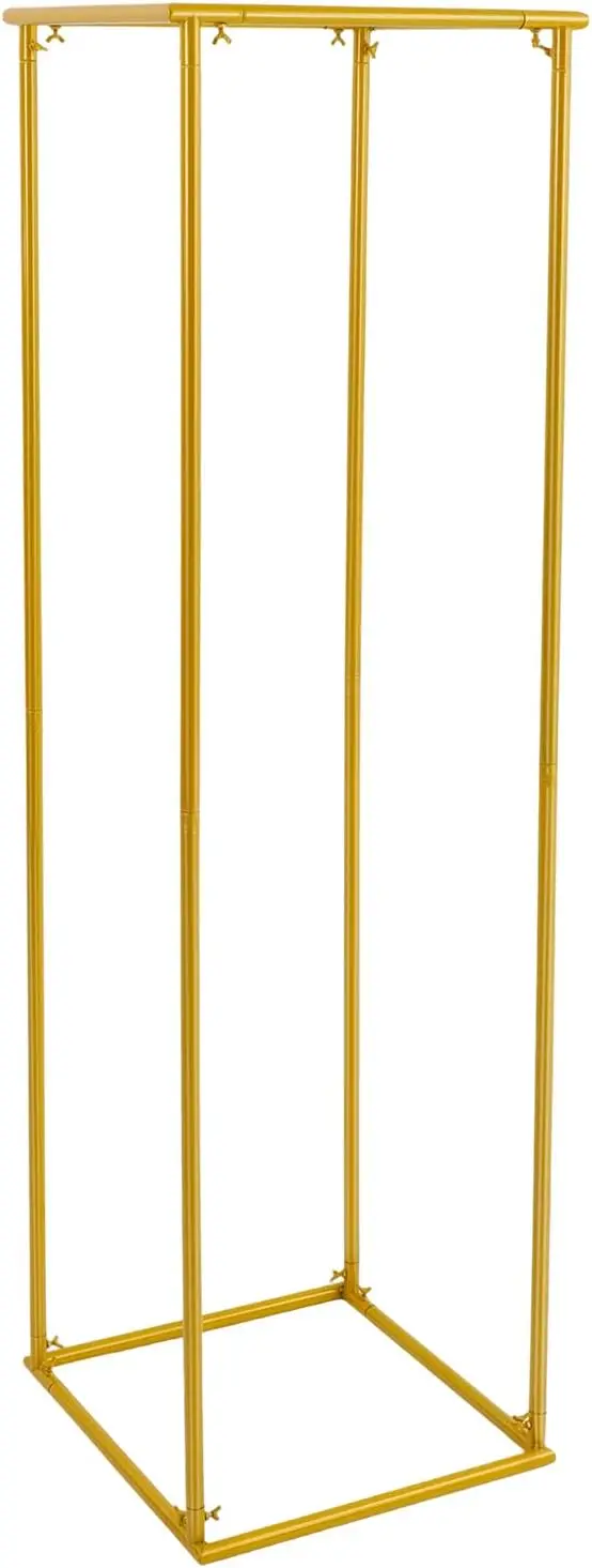 Gold Wedding Flower Stands, Metal Column Geometric Wedding Flower Vase for Table,