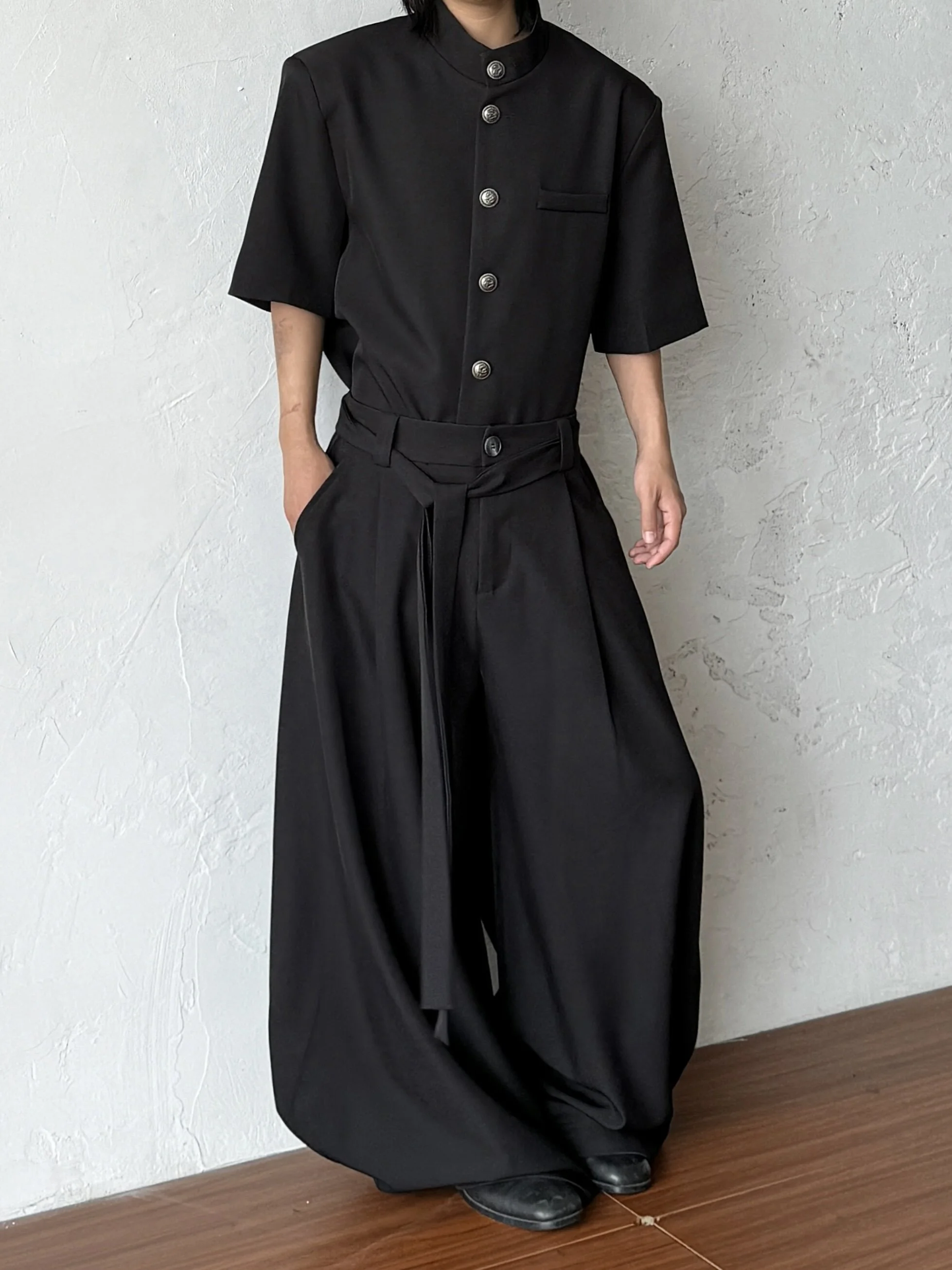 High Waist Pure Color Knife  Lantern Pants Belt Design Casual Loose Fit Men Women Suitable Vintage Style Online Exclusive