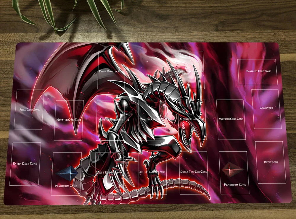 YuGiOh Red-Eyes Soul TCG CCG Mat Trading Card Game Mat Table Playmat Desk Gaming Play Mat Mouse Pad 60x35cm Free Bag