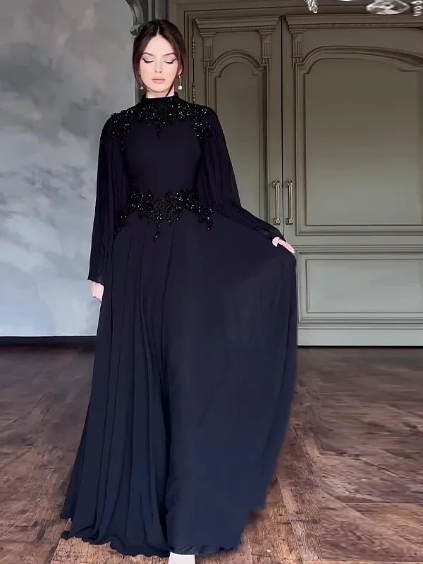 Ele cintura alta longa sve dr feminino maxi renda guarnição midi saia fadable primavera novo sle poliéster vestido de noite