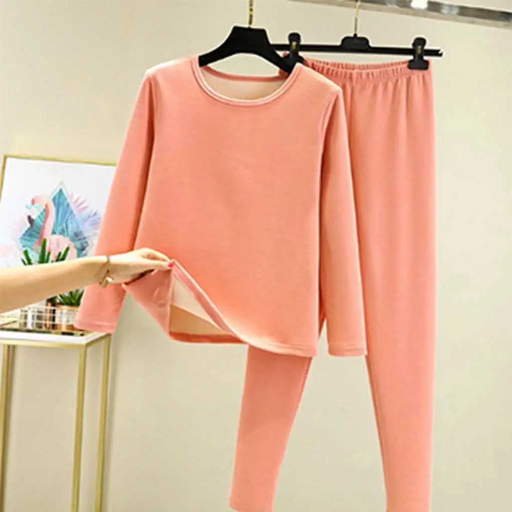 Women Thermal Underwear Set Long Johns Suit Full Sleeve Bottoming