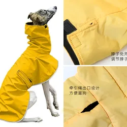 Dog High Collar Jacket Waterproof Coat Raincoat Adjustable Italian Greyhound Clothes Winter Warm Fleece Clothes Medium Large Dog