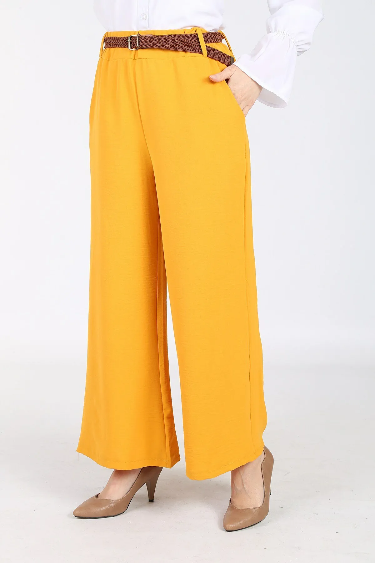 Ayrobin Straw Kemerli Pants-Yellow