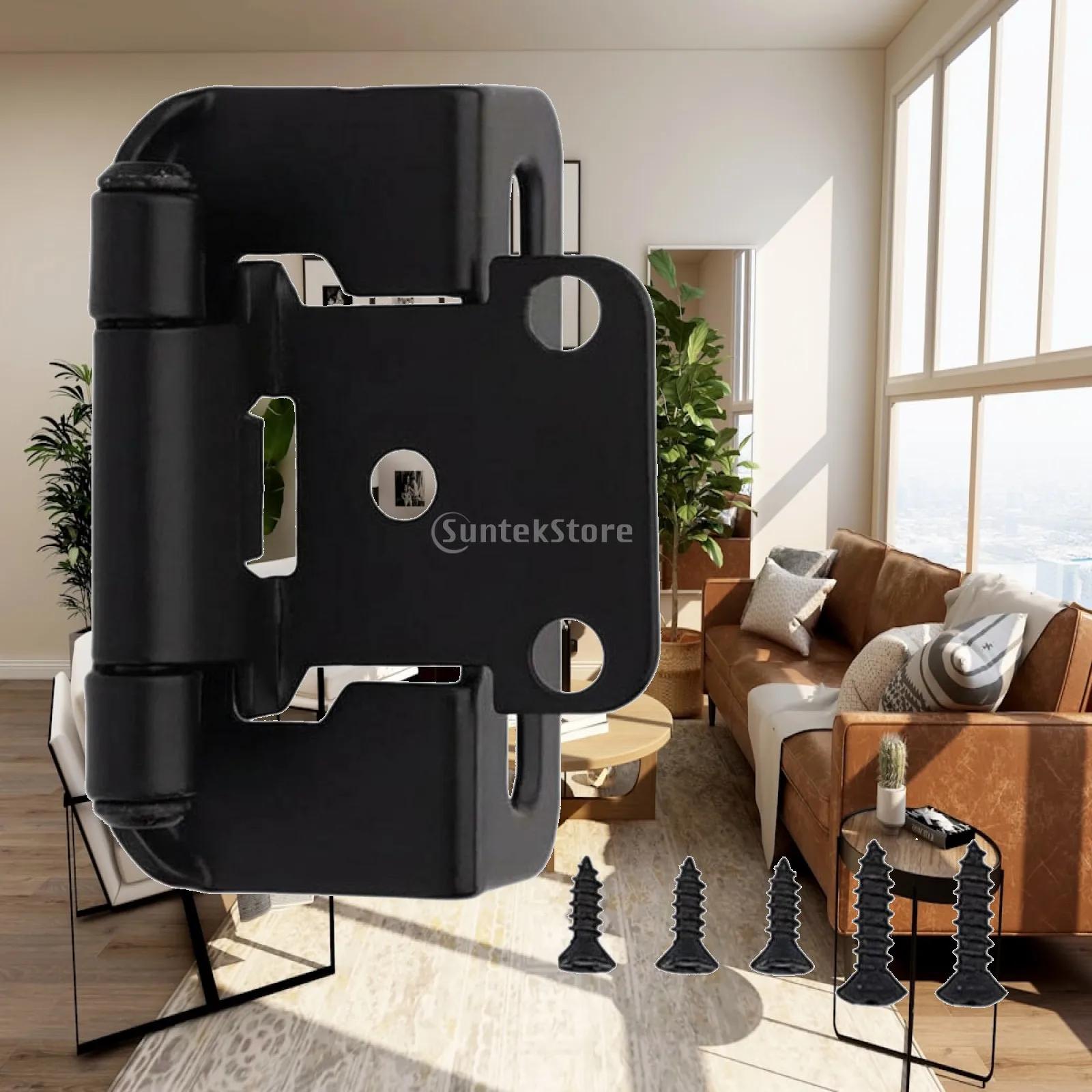 Heavy Reinforced Cabinet Hinge Soft Close Mechanism 1 2 Overlay for Wooden Furniture Door with Mounting Screws Black