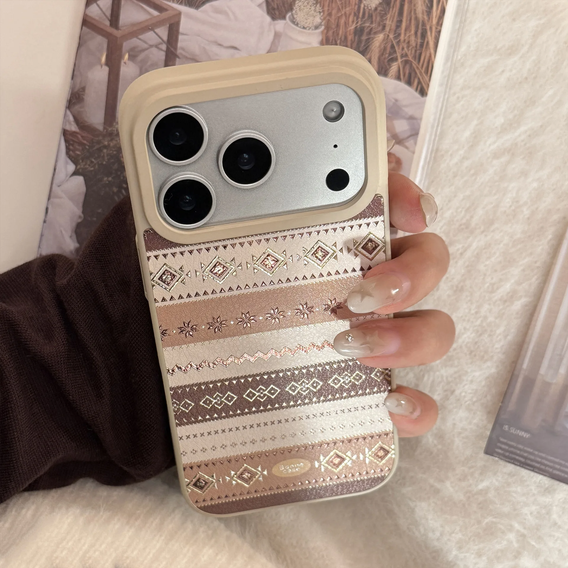 Koreanische Geometrie Muster Spleißen Leder Textur Telefon Fall Für iPhone 17 Air 16 14 15 13 Pro max 16 15 Plus Stoßfest Abdeckung