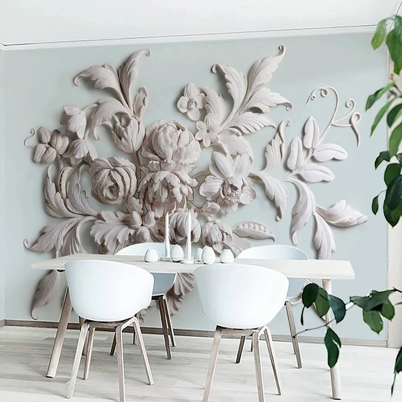 Custom 3D Mural Embossed Beautiful European Peony Flower Wallpaper Bedroom Living room sofa TV background wall restaurant Hotel
