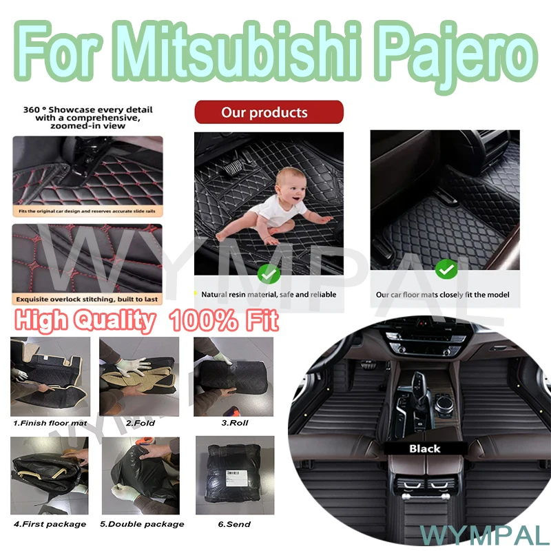 

Luxury Custom Car Floor Mats For Mitsubishi Pajero 2008 2009 2010 2011 Auto Automotive Leather Men Women Car Mats Full Cover mat