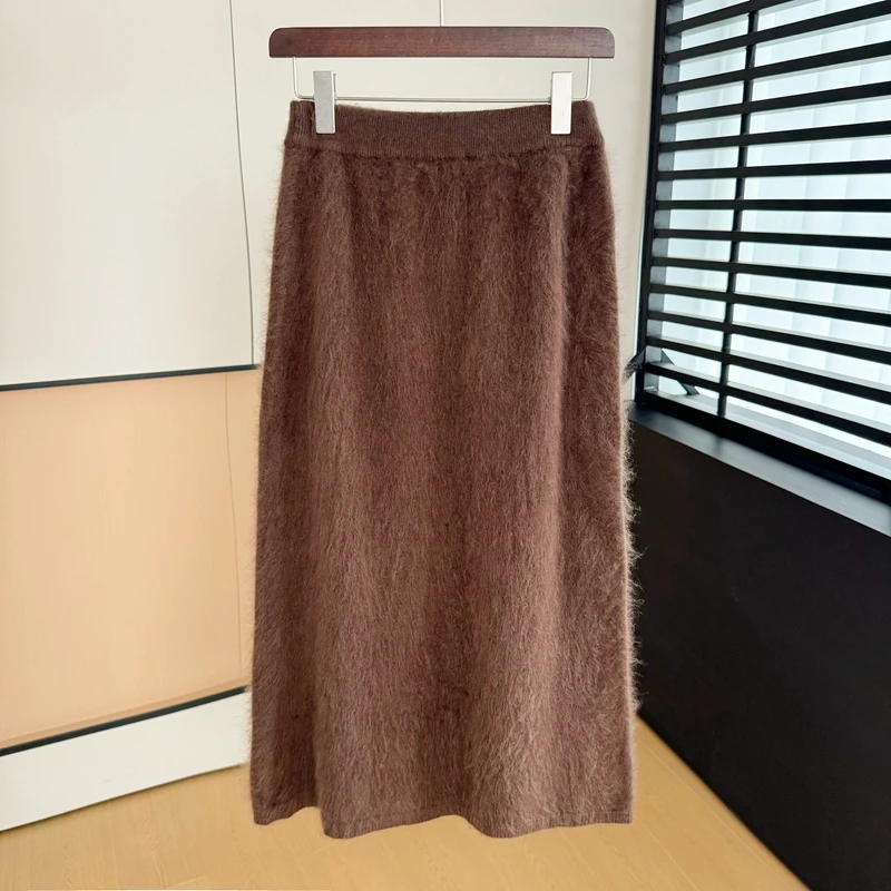 

Autumn And Winter New High Waist Wool A-Line Skirt Female Loose Slash Design Sense Cashmere Skirt Knitted Umbrella Skirt