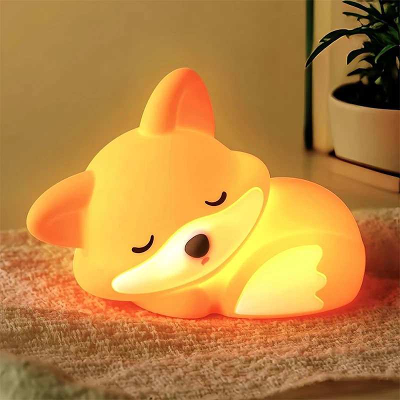 

Fox Night Light Rechargeable Squishy Dimmable Nightlight, LED Novelty Animal Toy Cute Stuff, Baby Tollders Room Décor