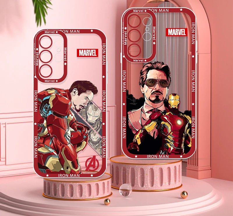 Cool Iron Man Avengers Marvel For Samsung Galaxy S23 S22 S21 S20 Pro FE Ultra A52 A53 A71 5G Angel Eyes Transparent Phone Case