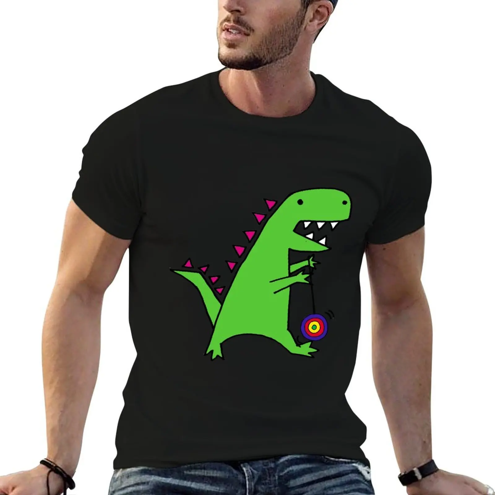 

Funny Green T-rex Dinosaur Playing Yoyo T-Shirt t shirt man casual t shirt man plain t shirts for man graphic vintage T-shirt