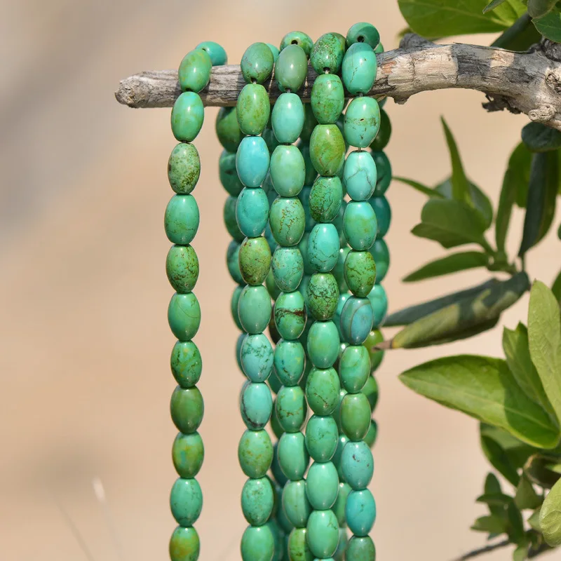 Joanlyn Natural Vintage Turquoise Beads 6x9mm/8x12mm Olive Shape 15 Inch Strand TQ51