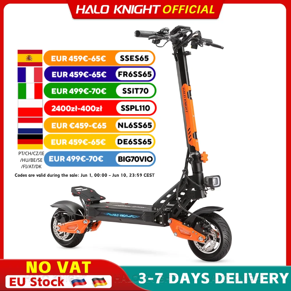 HALO KNIGHT T102 Trottinettes électriques pas chères 52V 1200W 21Ah E-Scooter Professionnel 50KM/H Trottinette électrique pour adultes Trottinette électrique pliable