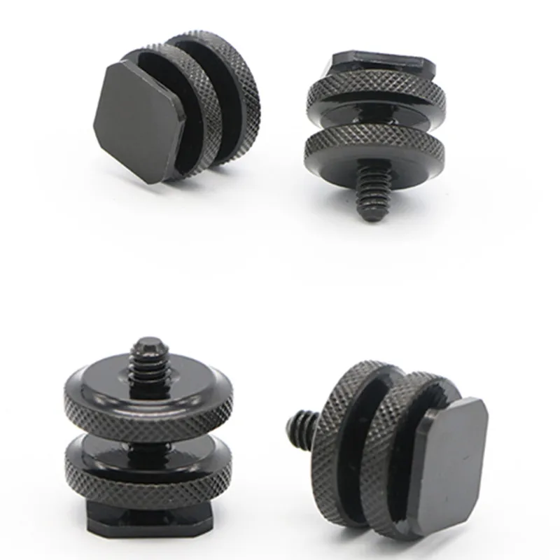 전문 1/4 "3/8" 듀얼 너트 삼각대 마운트 나사, 블랙 플래시 핫 슈 어댑터 스탠드, 카메라 스튜디오 액세서리
