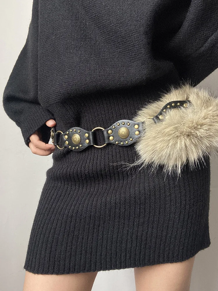 1 قطعة حزام مرقع من الفرو الأمريكي المخصص ، 2025 حزام إكسسوار جديد لفتاة الألفية الحارة على طراز الشارع من الفرو الصناعي مناسب