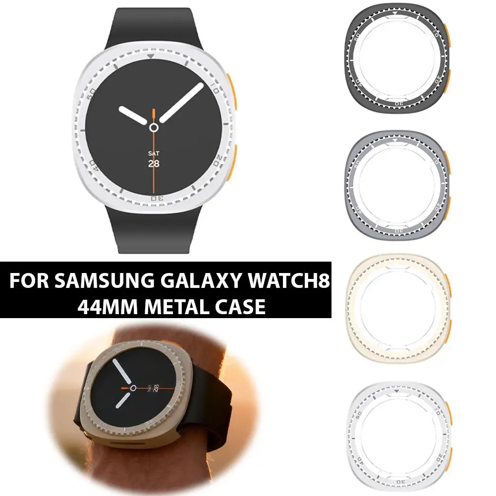 

For Samsung Galaxy Watch8 44mm Smartwatch Metal Case Watch Case Scratch Anti-drop Protective Graduated Anti And With R6W2