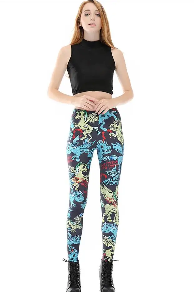 Women dinosaur letters Printed Galaxy slim Leggings M 4XL Legging 1143