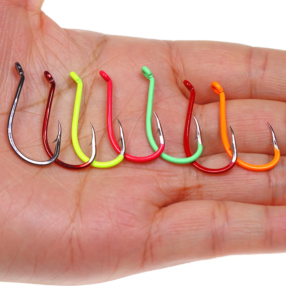 ICERIO High Carbon Steel Saltwater Fishhook Luminous Green UV Fluo Offset Point Octopus Fishing Hooks Size #10~#10/0