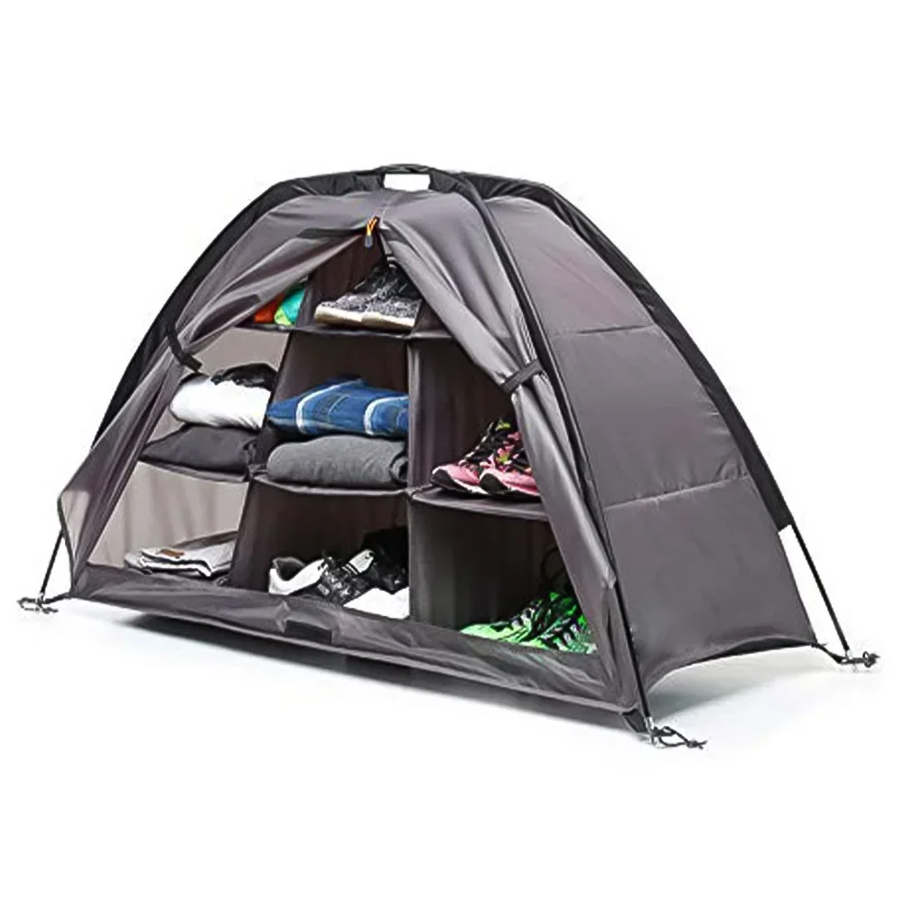 Camping Shoes Storage Tents Organizer 9 Shelf Collapsible RV Tent Clothes Organizer Outdoor Hiking Dinner Storage Cabinet Tents