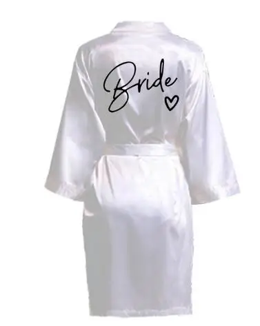 Wedding Party Team Bruid Gewaad Met Zwarte Letters Kimono Satijnen Pyjama Bruidsmeisje Badjas SP003