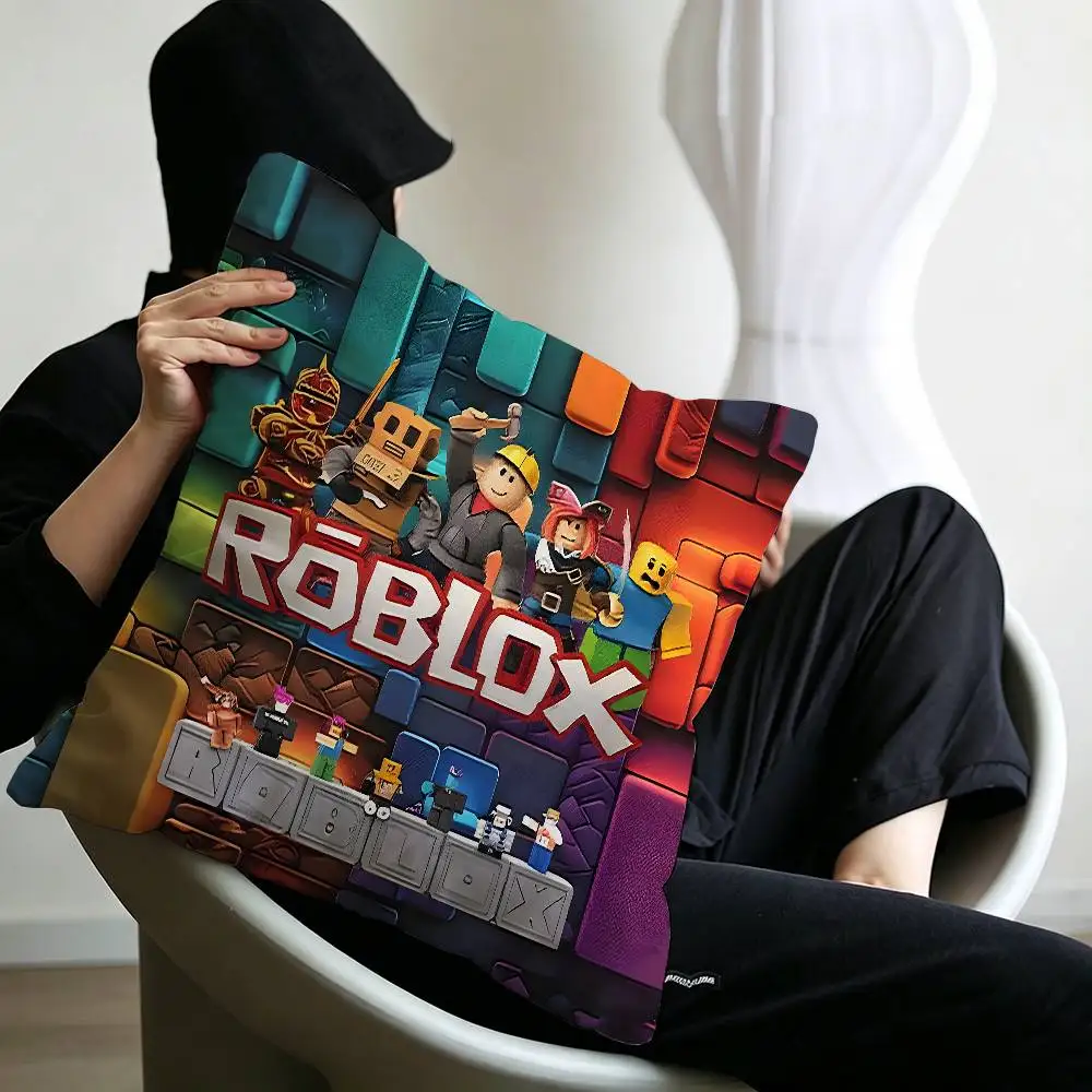 Hot Game R-Robloxs-X Coole Kissenbezüge, Cartoon-Sofa, dekorativ, für Zuhause, doppelseitiger Druck, kurzer Plüsch, niedlicher Kissenbezug – Detail 12