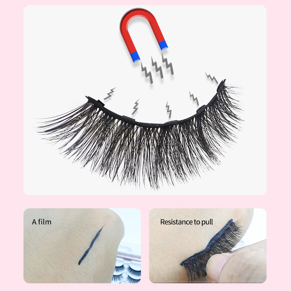 Magnetic Eyelashes with Magnetic Lashes Glue 1 pair of Natural Soft Faux Mink Lashes Makeup Lashes