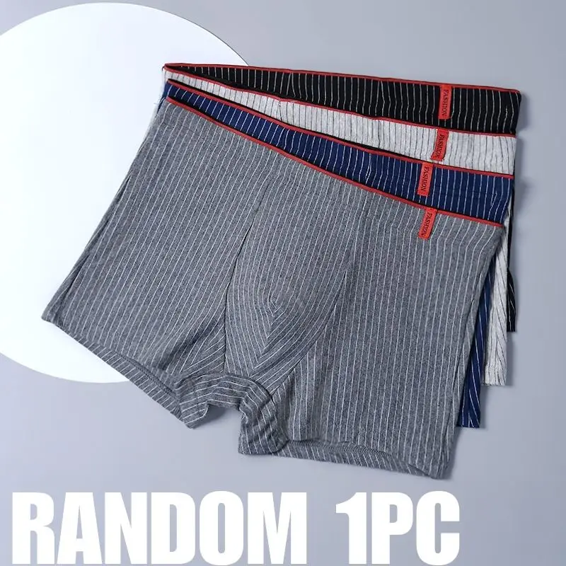 

Random 1pc Cotton Men's Trunks Vertical Striped Soft Skin-Friendly Breathable Sweat-Absorbent Casual Daily Underwear Men'sBoxers