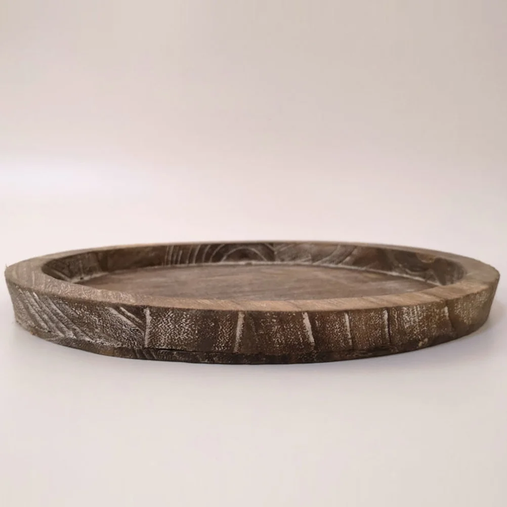 

2Pcs Solid Wood Serving Tray Round Design for Bathroom Vanity Coffee Station Organizing Decorative Tray Set Trays for Organizing