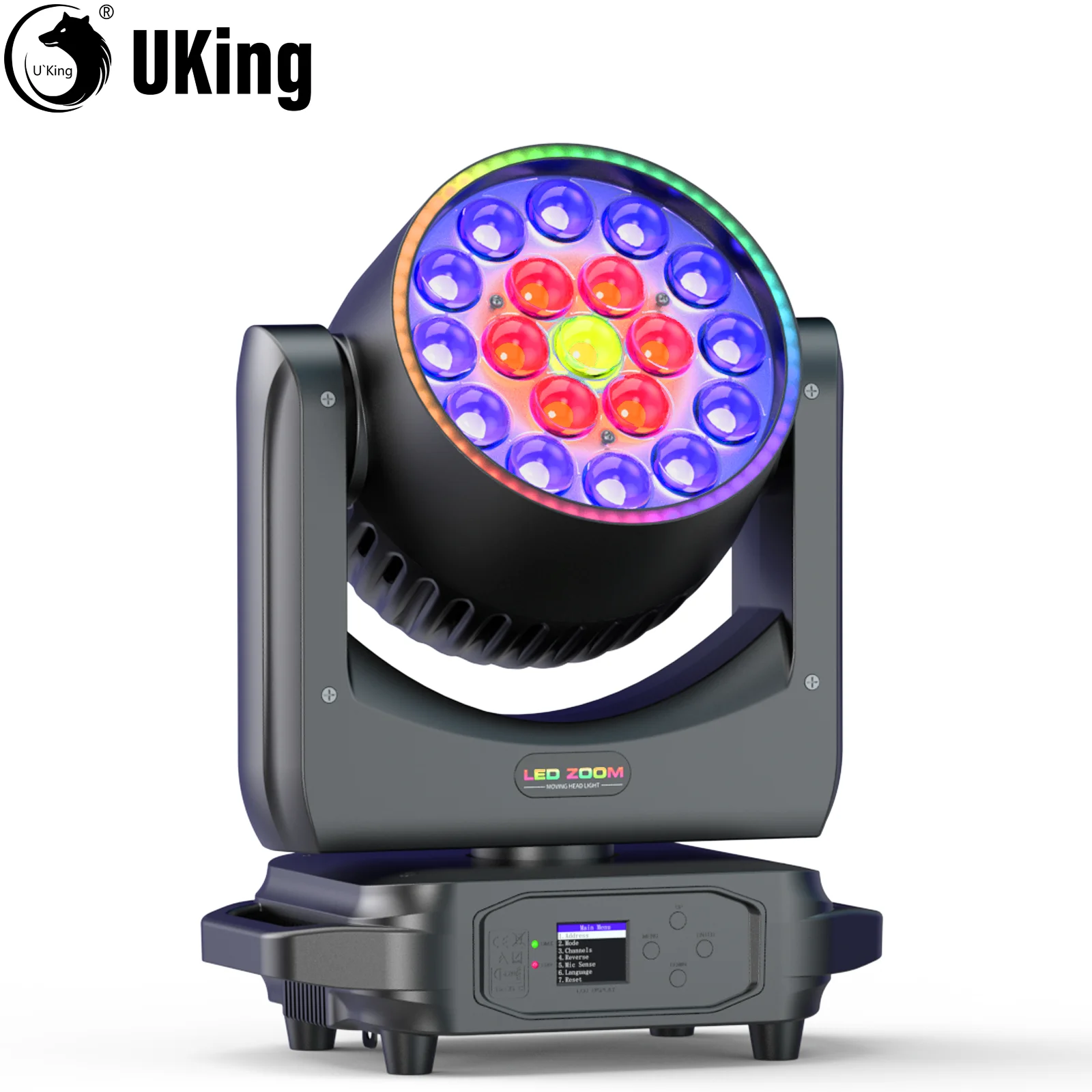 

U'King 220W Beam Wash Zoom Moving Head Light With Light Strip19X15W RGBW LED Stage Lights DMX DJ Lights For Disco KTV Bar Party