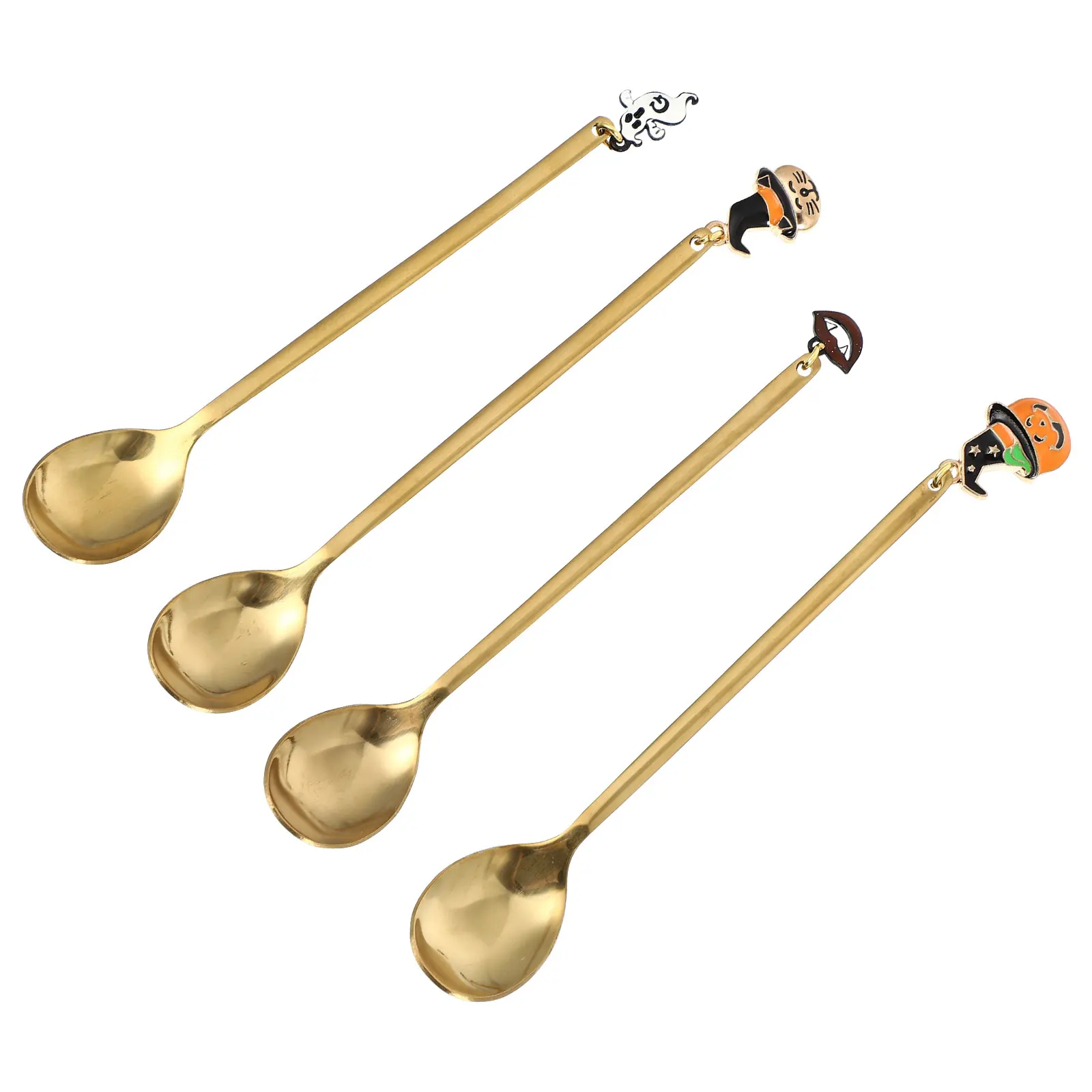 

4 Pcs Coffee Dessert Household Stainless Steel Halloween Pendant Spoons Dessert Spoon Coffee Spoons Kitchen Utensils Tableware