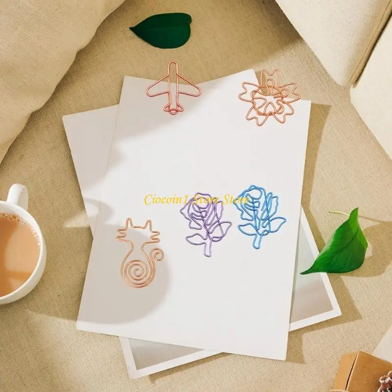 10Pcs Creative Paper Clips Metal Paper Clip Small Book Marker Clip Decorative Paper File Clips for File Paper Photo