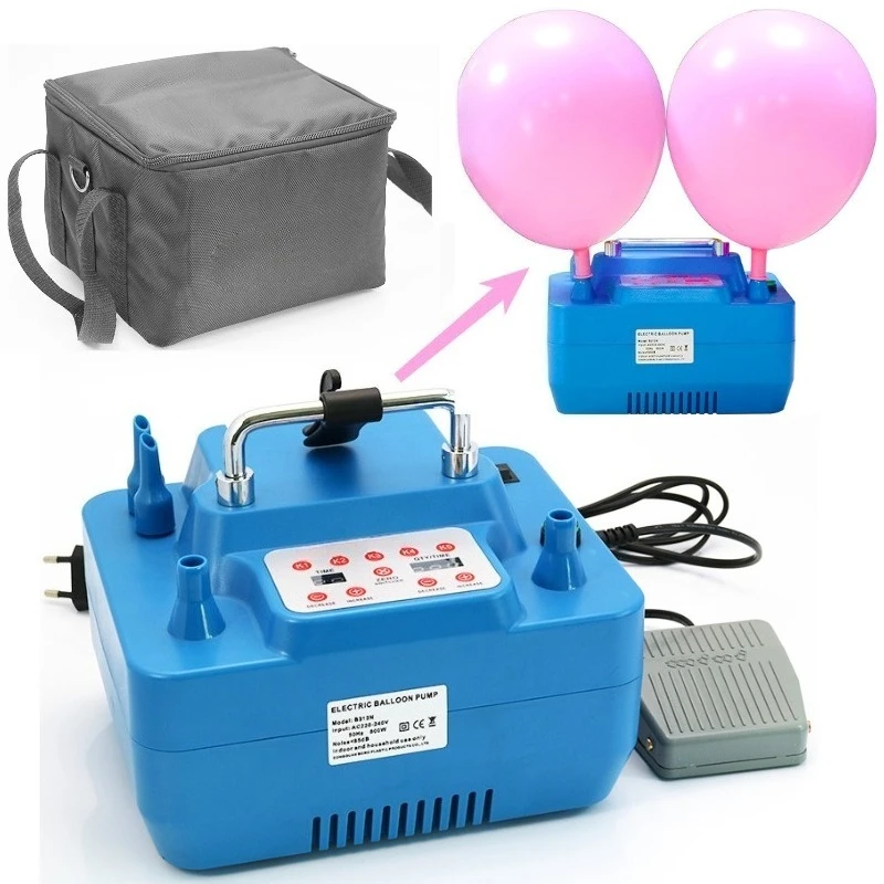 800W Dual Nozzle Electric Balloon Inflator Pump, Timer Memory Function Portable Balloon Blower for Party Decor