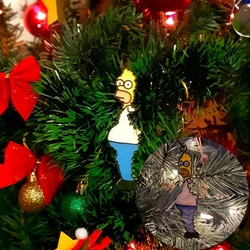 Simpsons Christmas Tree Decoration Anime Wooden Pendant Xmas Tree Hanging Ornament for Home Decorations Kids New Year Gift Toys