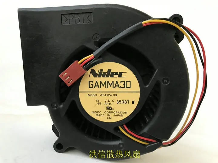 Nidec GAMMA30 A34124-33 DC 12V 0.65A 97x97x33mm 3-Wire Server Cooling Fan