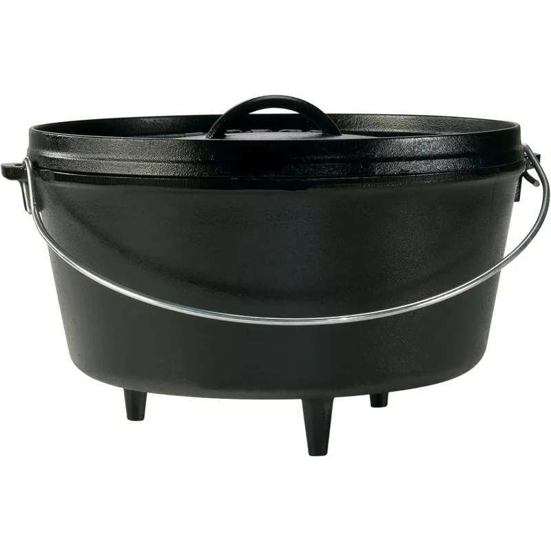 

Lodge 8 Quart Pre-Seasoned Cast Iron Camp Dutch Oven with Lid - Dual Handles - Use in the Oven, on the Stove