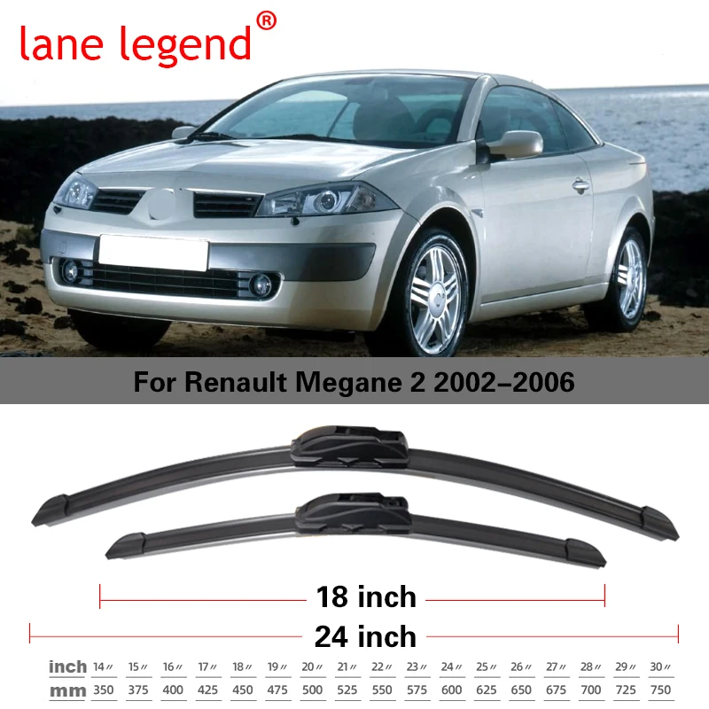 For Renault Megane 2 Front Rear Wiper Blades Brushes Cutter Accessories J U Hook 2002-2006 2002 2003 2004 2005 2006